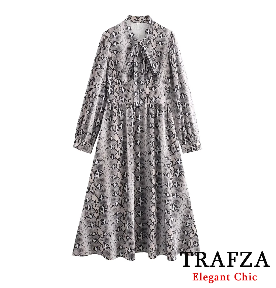 Женское винтажное платье с длинным рукавом и бантом на шее