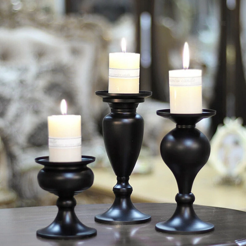 

Матовые черные Подсвечники Для конусных свечей, Ретро Железный подсвечник для камина, свадебные подсвечники, декор для ужина