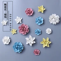 modern 3d stereo wall ceramic flowers crafts decoration creative simulation flower wall sticker home wall hanging mural ornament