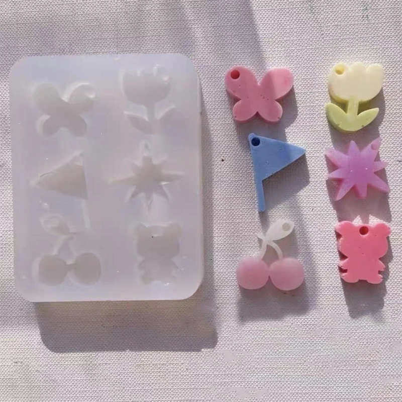 

Flower Silicone Keychain Molds Flower Bear Flag Epoxy Mold for Resin Casting Pendant Mold Resin Jewelry Casting Molds