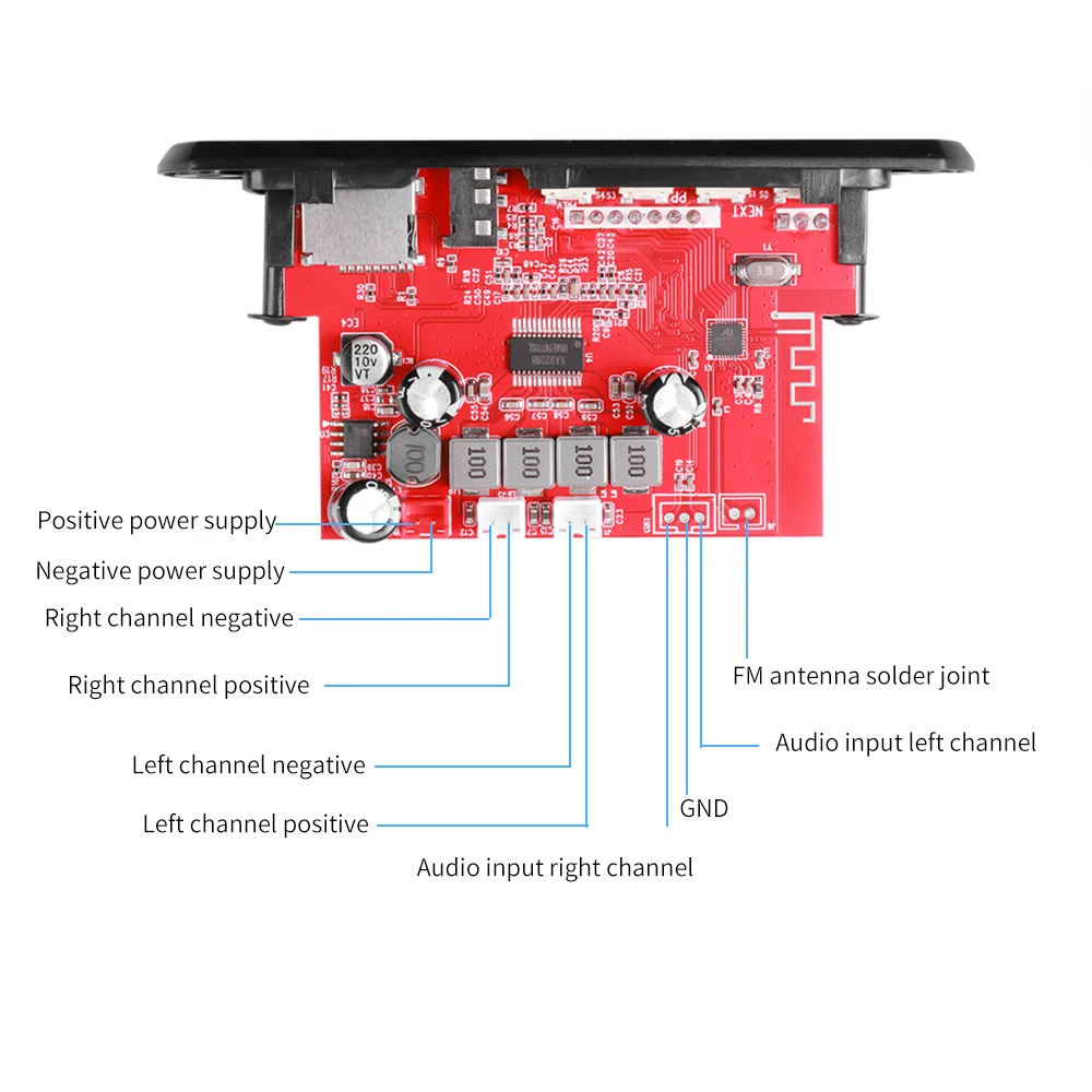 Kebidu DC 8V-24V 2*60W усилитель MP3 декодер плата 120W плеер Bluetooth V5.0 USB модуль FM AUX радио
