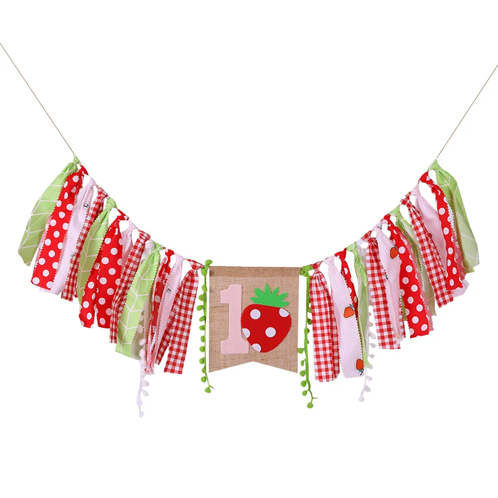 

Birthday Highchair Banner 1St Party Garland First Strawberry Flag Baby Wedding Venue Layout Supplies Bunting Birth