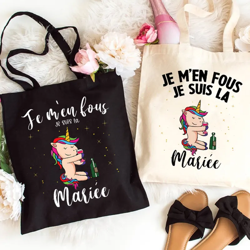 Temoin De La Mariee сумка через плечо с французским принтом Единорог Невесты Девичник