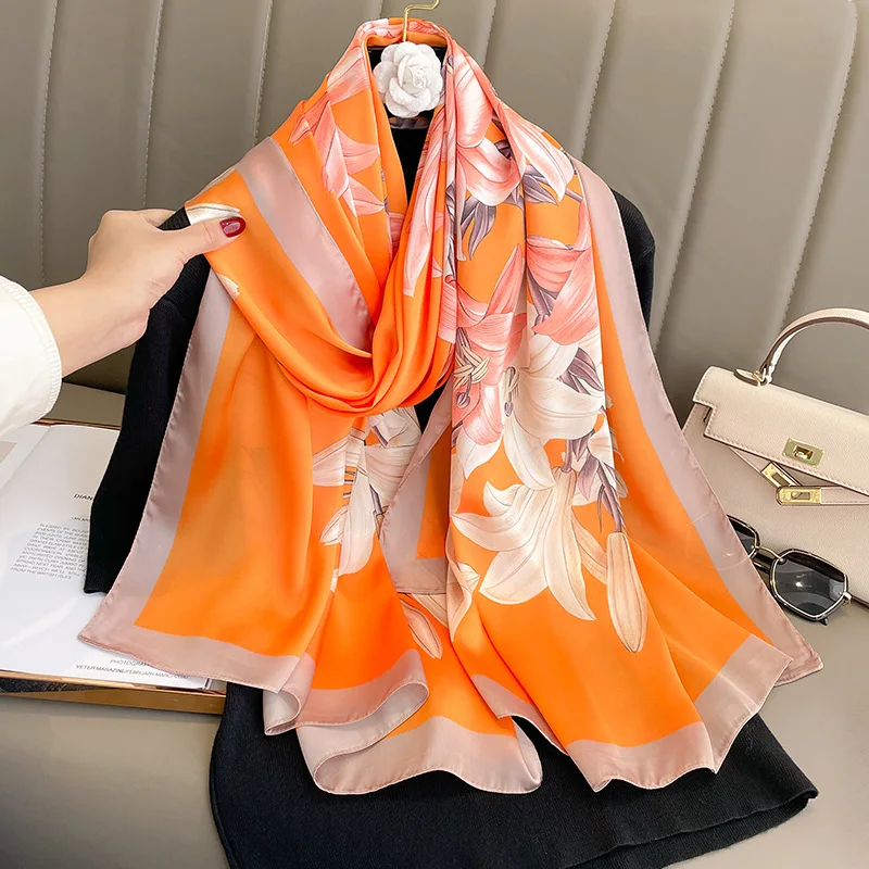 

Couple Style 180X90CM Scarf Summer Sunscreen For Gift Shawls 2023 Fashion Model Pashmina Scarves Women Popular Design Silk Hijab