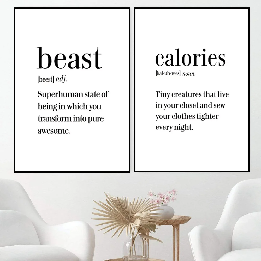 

Quote Beast Calories Canvas Painting Posters And Prints Pictures On The Wall Poster Decorative Home Decor Tableau No Framed