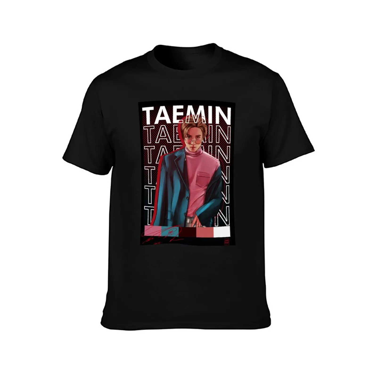 Фото Футболка LEE TAEMIN POSTER, базовая однотонная хлопковая футболка с короткими рукавами №2
