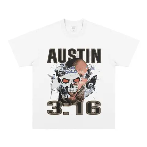Хлопковая Футболка Stone Cold Steve Austin WWE С Короткими Рукавами, Уличная Одежда В Стиле Ретро