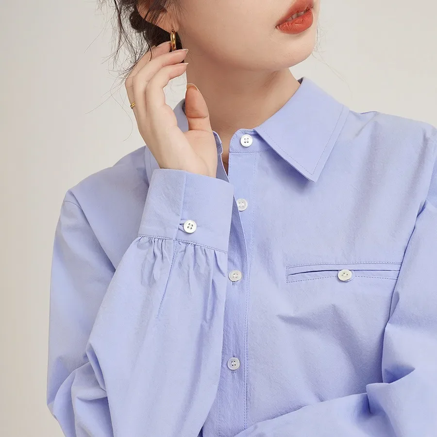 Женская осенняя рубашка с длинным рукавом стильная разумный дизайн нишевый