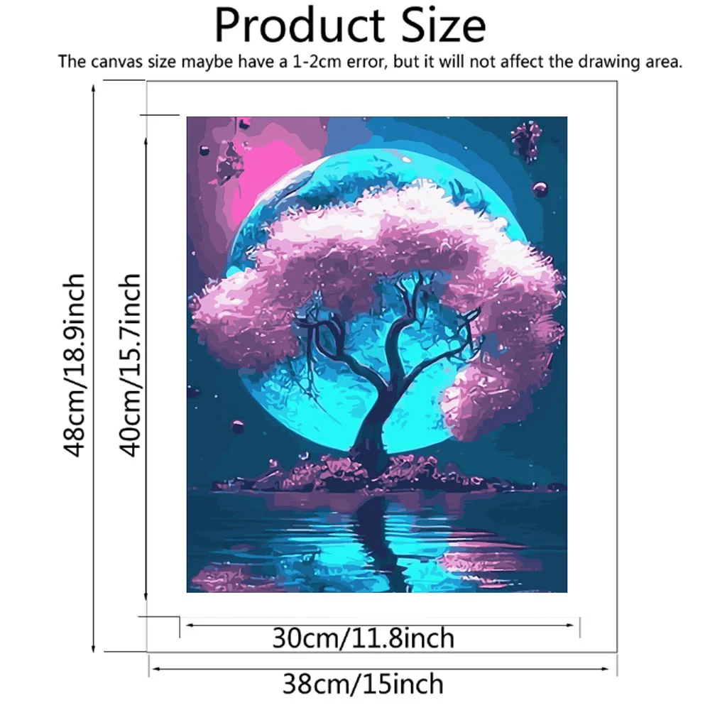 Картина AZQSD по номерам картины с деревом пейзаж раскраска на холсте фантазия