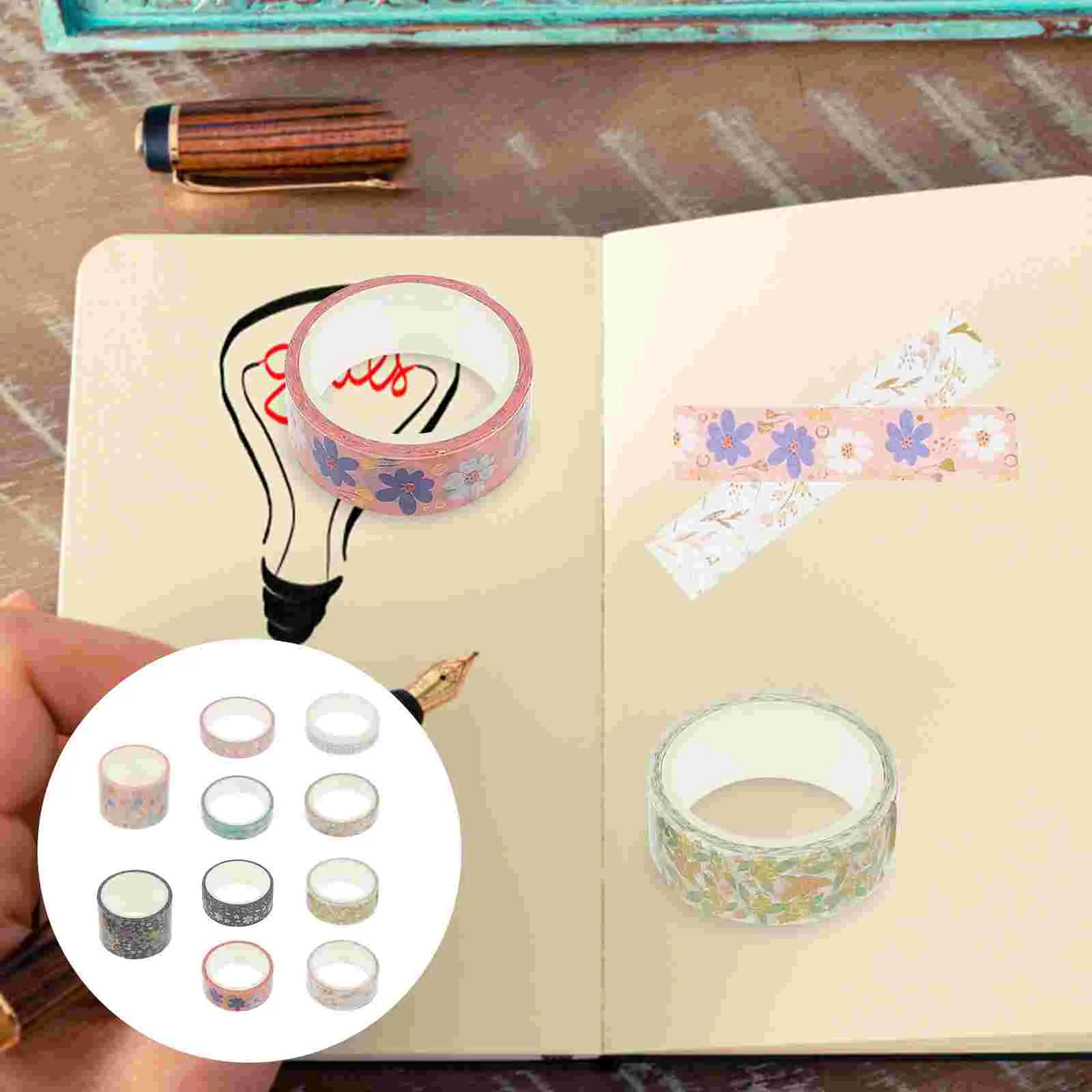

10Pcs Bronzing Paper Tapes Adhesive Tapes Paper DIY Planner Scrapbook Tapes