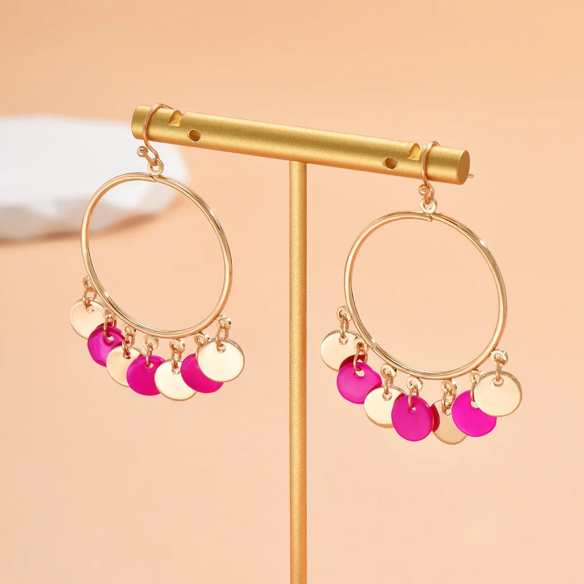 

Colorful Tassel Smooth Big Circle Drop Earrings for Women Thick Hoop Earrings Fashion Jewelry AM4684