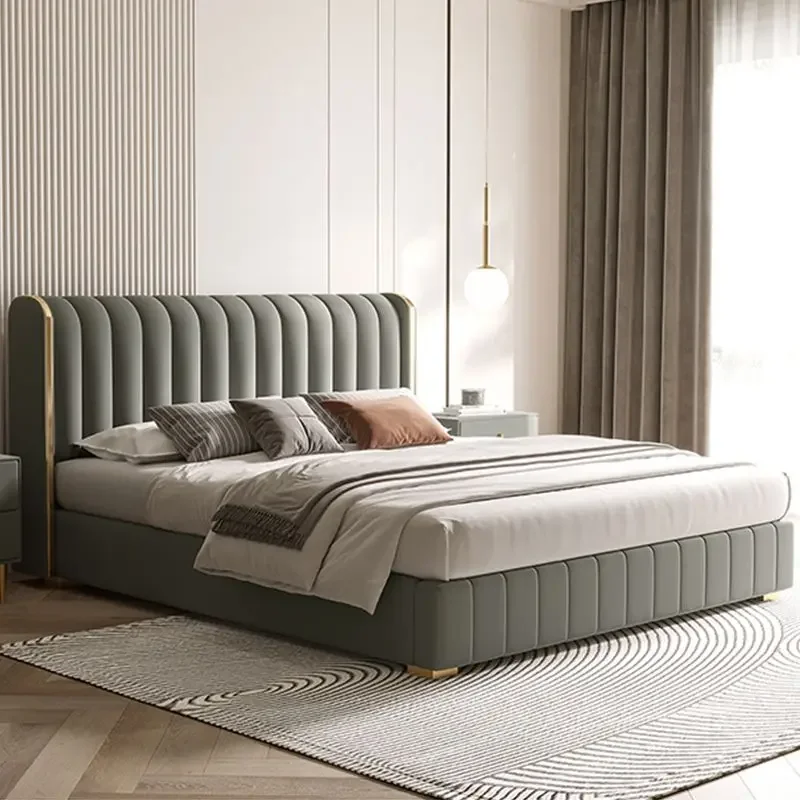 Для Lila Campoes Doppelbett индивидуelles weißes Stoffbett nordische moderne Stauraum-Hochbetten Schlafzimmer 180 x 200 см