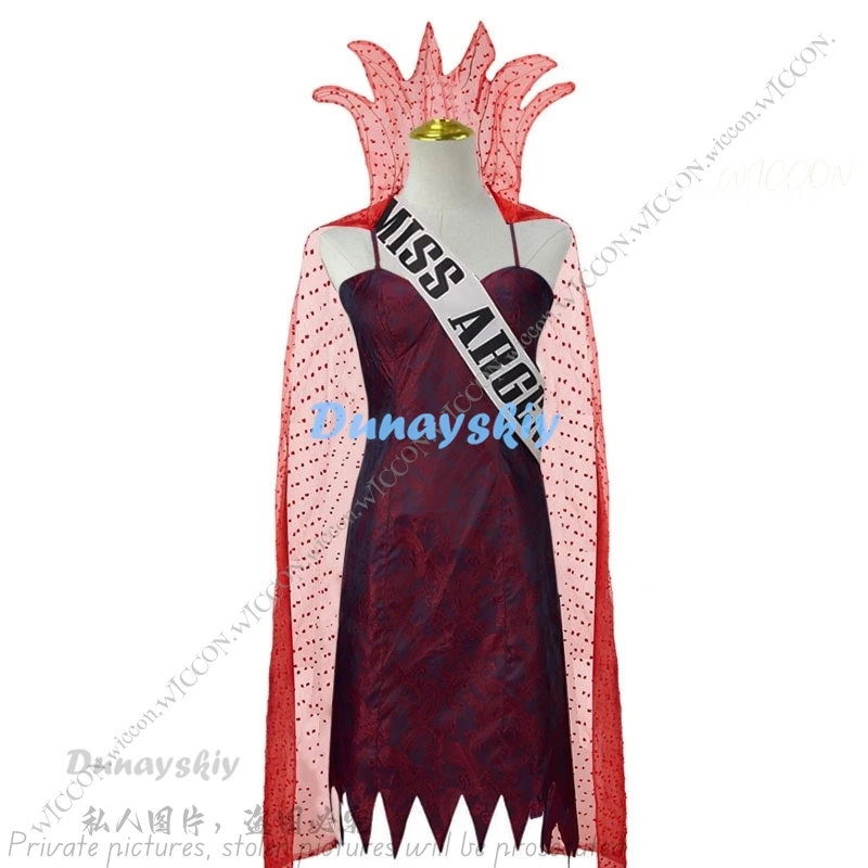 Сок Мисс Аргентина Мертвый приемник Косплей Костюм Платье Шаль Наряд Женский