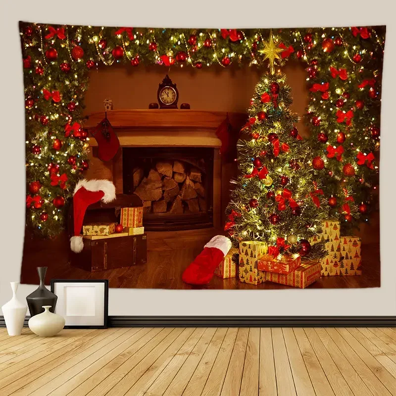 

Гобелен для рождественской елки, рождественский подарок, камин, рождественское украшение для фермерского дома, кухонное настенное одеяло Feliz Navidad