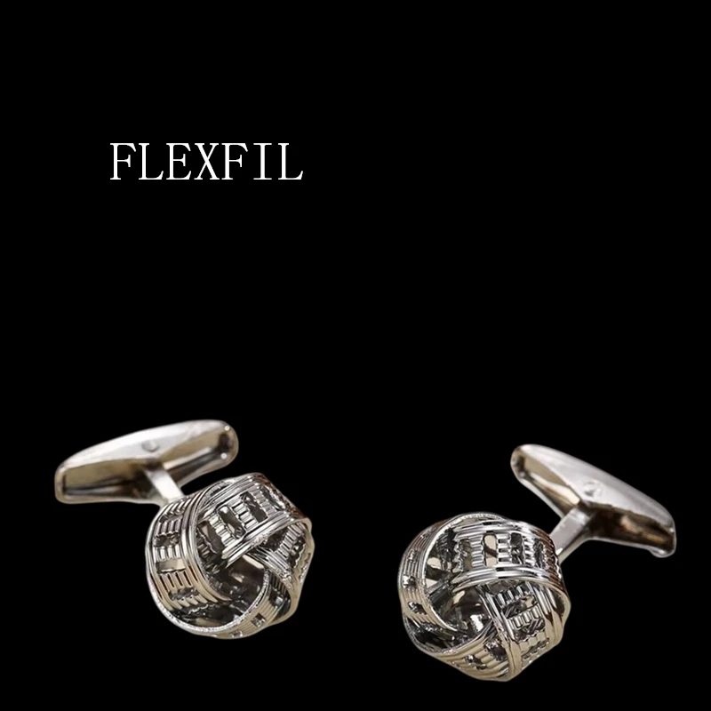 Фото Роскошные запонки FLEXFIL для мужских рубашек, брендовые кнопки для запонок, высококачественные круглые свадебные запонки, ювелирные изделия.