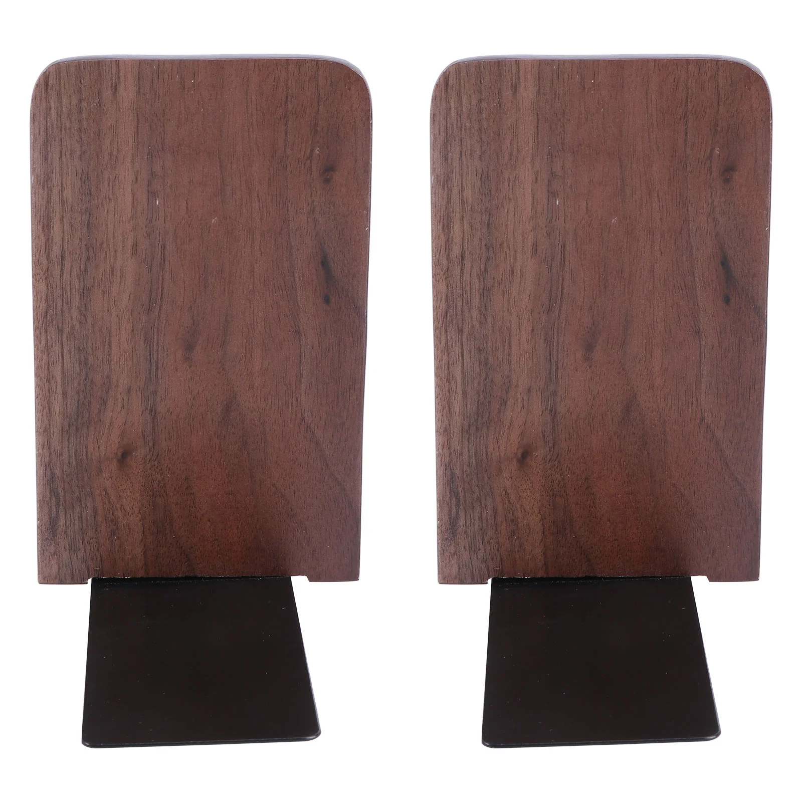 

2pcs Multi-Functional Black Walnut Book Block Creative Thickening Solid Bookends Book Organiser for Home Office