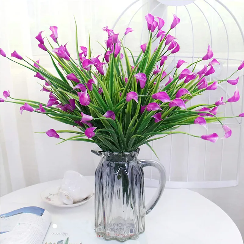 

25 Heads/bouquet Artificial Flowers Calla Lily Fake Flowers for Outside Indoor Outdoor Office Home Garden Weeding Decoration