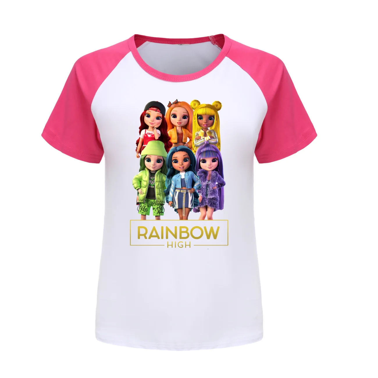 Радужный высокий костюм для мальчиков топы с мультяшными рисунками штаны из 2