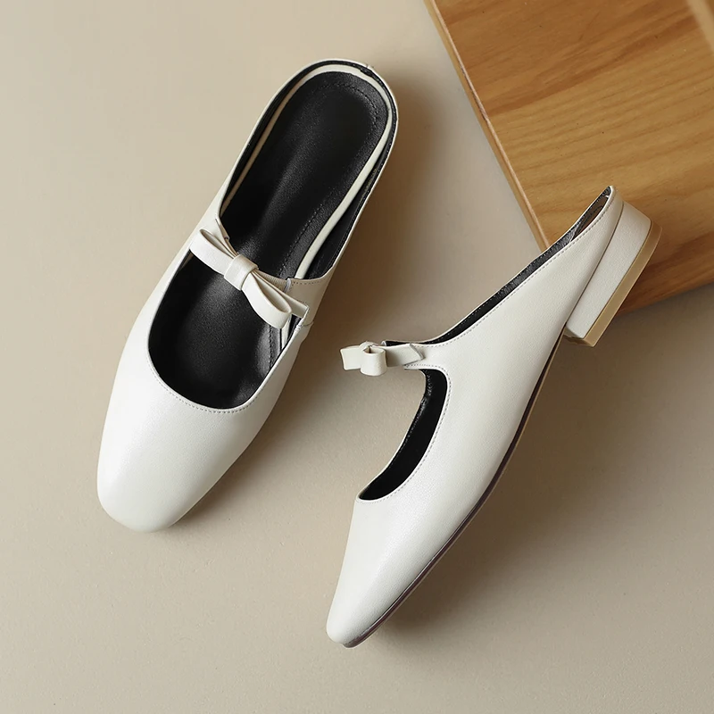 

Heihaian Baotou Slippers Commuting Elegant Flats 2023 Summer New Sweet Bow Decorative Slippers For Women 34-40