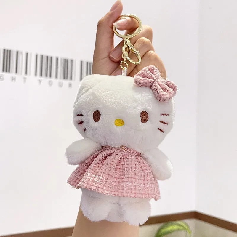 Брелок для ключей Sanrio с мультяшным ангелом Hello Kitty милый плюшевый Кот брелок
