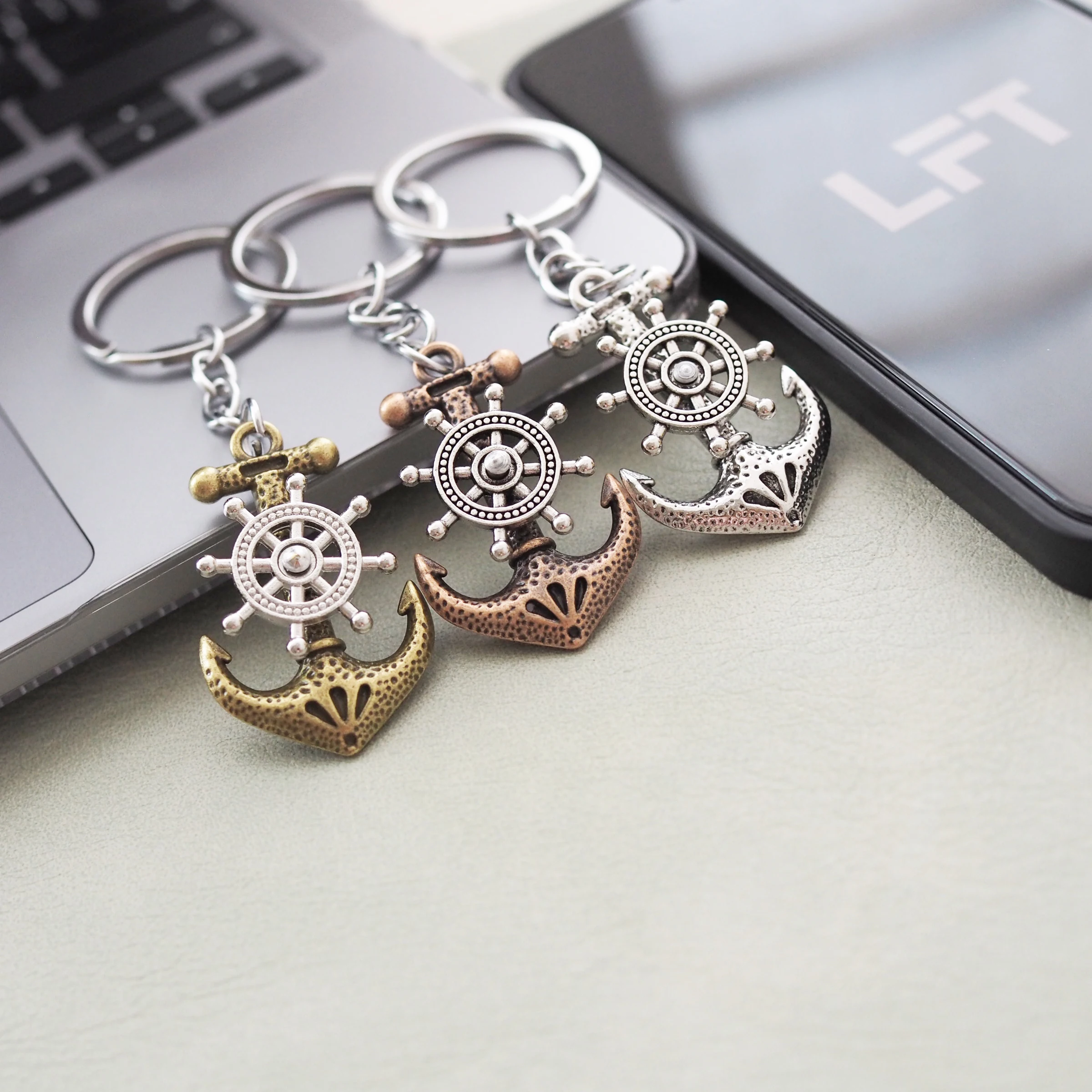 Персонализированный ретро-брелок с пиратским кораблем якорь брелок-подвеска