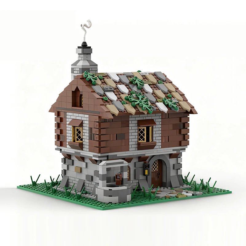 Средневековый замок, модель MOC, строительные кирпичи, деревенский 2-этажный дом, модульная технология, детские праздничные подарки, сборка игрушек, костюм (art.: 3920d2d030feb) - 3920d2d030feb