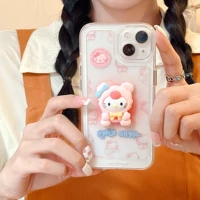 kawaii hello kitty cartoon 3d doll phone cases for iphone 13 12 11 pro max xr xs max x 78plus girl shockproof soft shell fundas