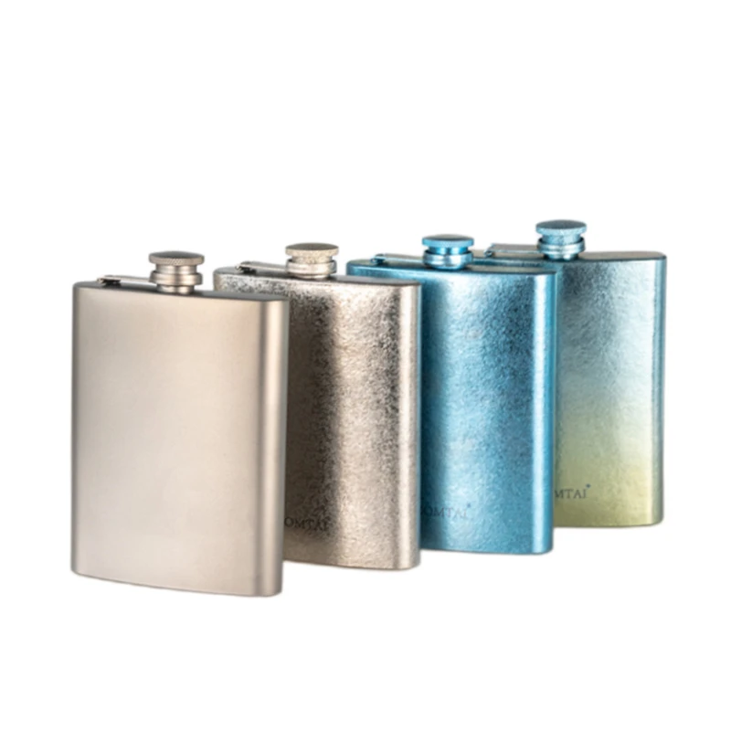 215 ML and 160 ML 99.9%  Commercially Pure Titanium Hip Flask with Anti-lost Cover Welcome Custom Own Text Logo