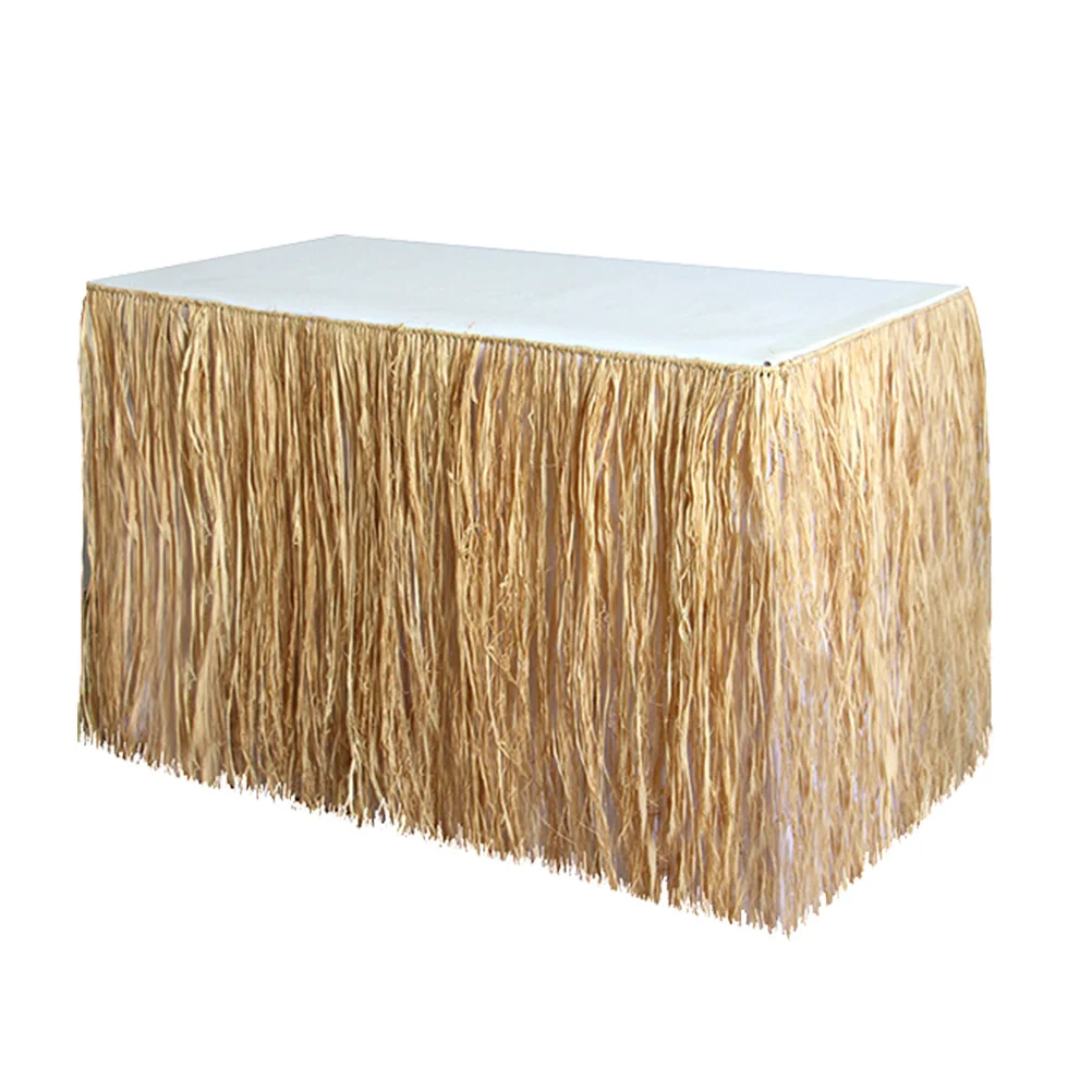 

Table Skirt Skirts Party Grass Luau Decorations Hawaiian Desk Straw Summer Tablecloth Parties Hula Tutu Decorative Home Banquet