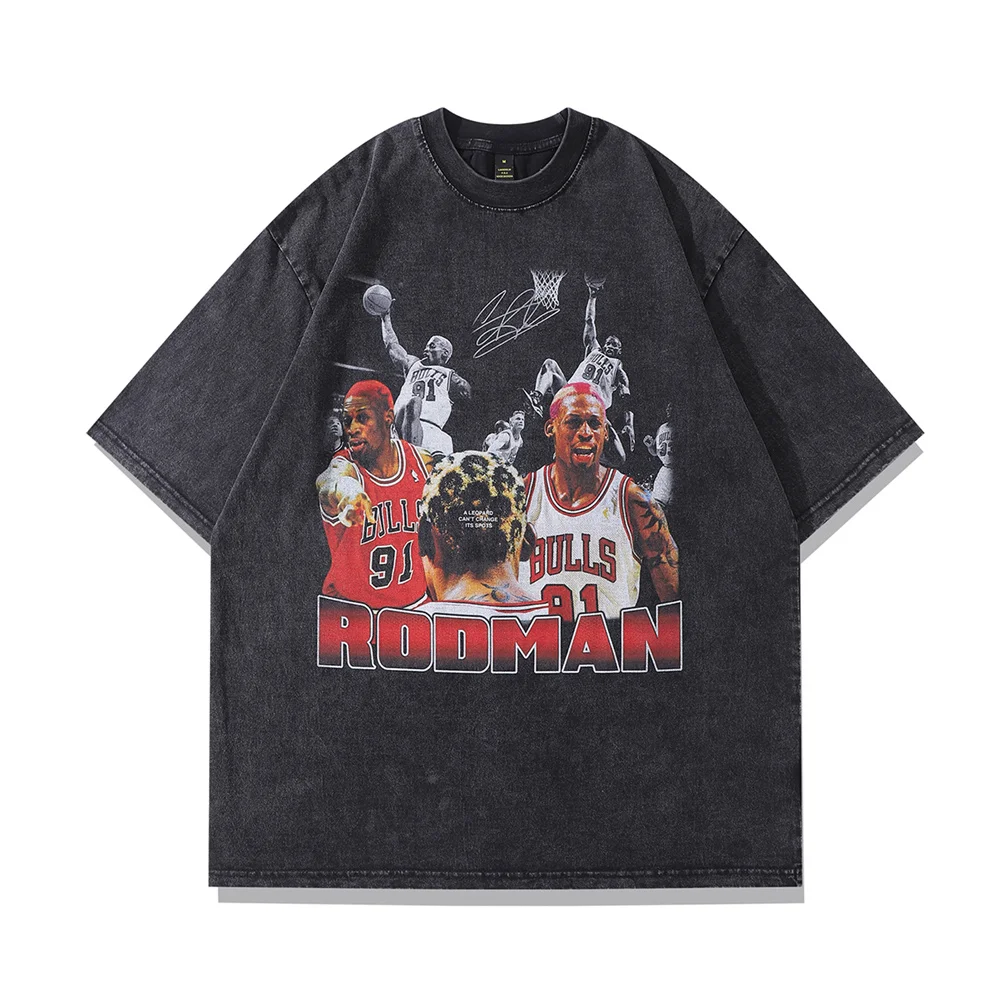 

Hip Hop Cool Men Dennis Rodman Portrait T Shirt 2023 Summer Streetwear Cotton Short Sleeve Vintage Tees Graphic Fashion T-Shirts