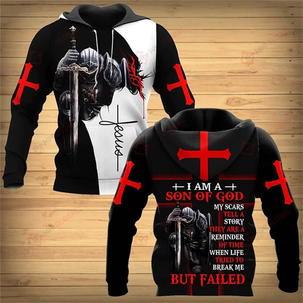 

Spring And Autumn 2023 New Men's Hooded Sweater 3d Lion Jesus Christian Pattern Print Fashion Street Hoodie Casual Comfort Top
