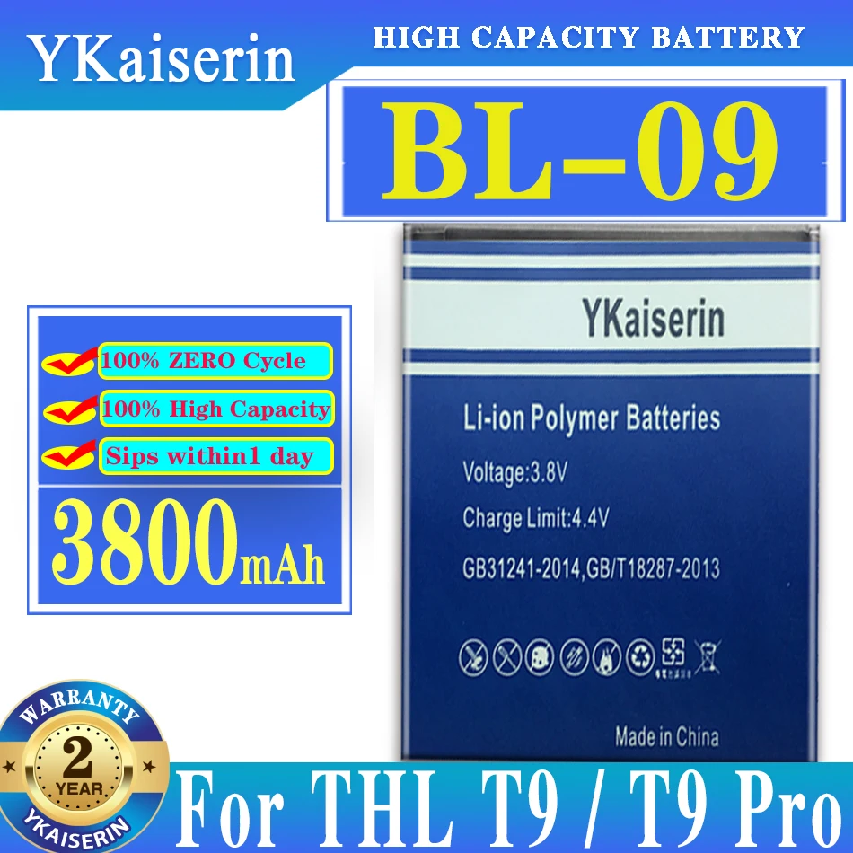 

Аккумулятор ykaisсеребристый 3800 мАч BL 09 для смартфона THL T9 T 9/T9 Pro T9Pro BL 09 с номером отслеживания