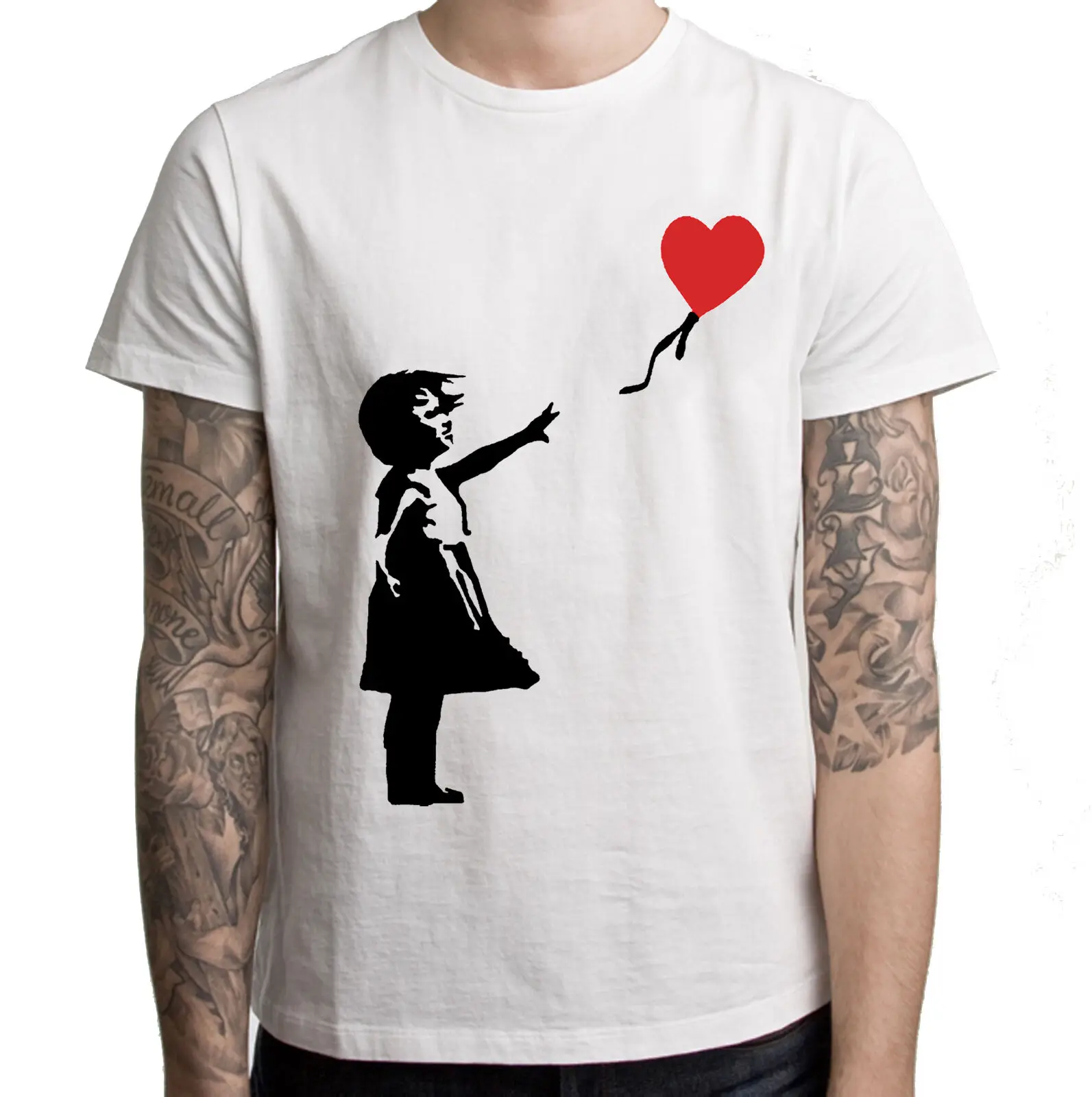 BANKSY девочка с сердцем воздушный шар футболка воздушные шары граффити выбор цвета