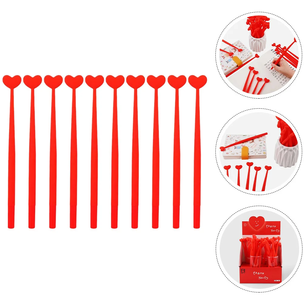 

10Pcs Heart Element Sign Pens Heart Shape Writing Pens Student Signature Pens Prize Gifts