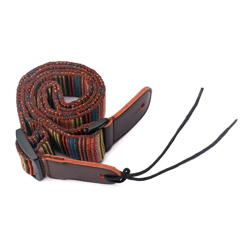 

Adjustable Stripy Guitar Strap Belt Leatherette End Ethnic Strap for Ukulele Belt for Electric Guitar and Ukulele MC889