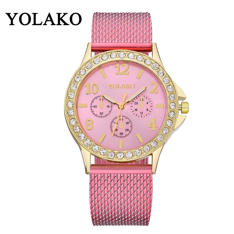 

Женские наручные часы YOLAKO, повседневные Романтические часы со звездным небом, со стразами, дизайнерские, женские часы, простые наручные час...