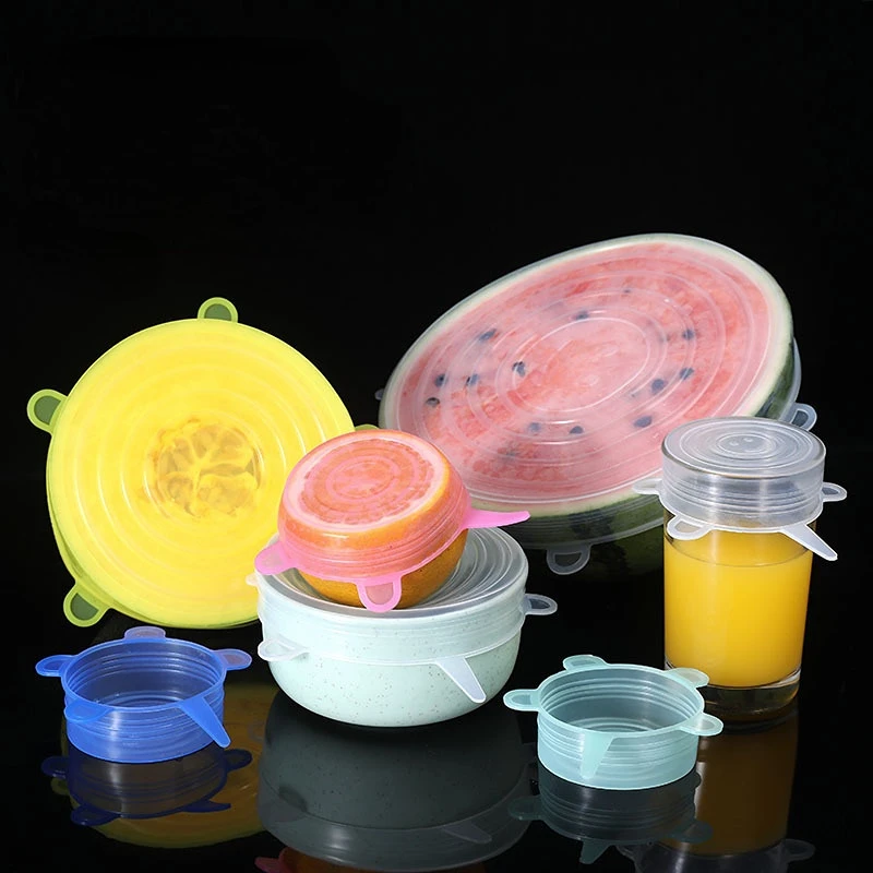 

Silicone 6PCS Food Preservation Cover Stretchable Bowl Cover Refrigerator Microwave Sealed Plastic Wrap Kitchen Storage Supplies