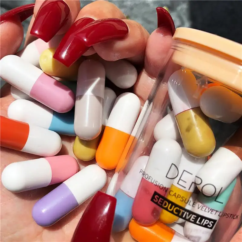 

Mini 16-Color Capsule Lipstick Set Waterproof Non-stick Cup Carry Pill Lipstick Novelty Lips Makeup DIY Lipstick Cosmetic TSLM1