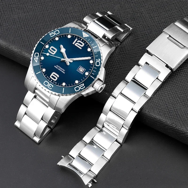 Фото Ремешок из нержавеющей стали для Longines Concas L3.642.4 L3.781.4 series, мужской браслет на запястье, 21 мм №1