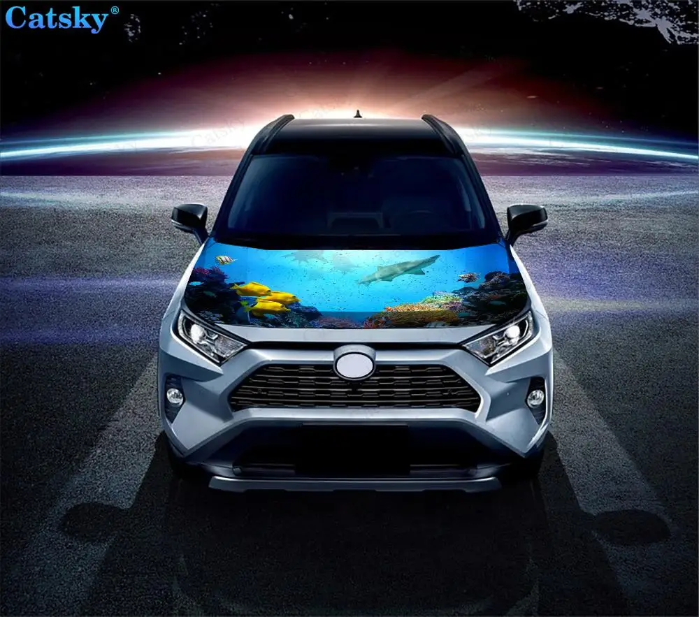 Подводный мир животные принт Автомобильная капота виниловые наклейки