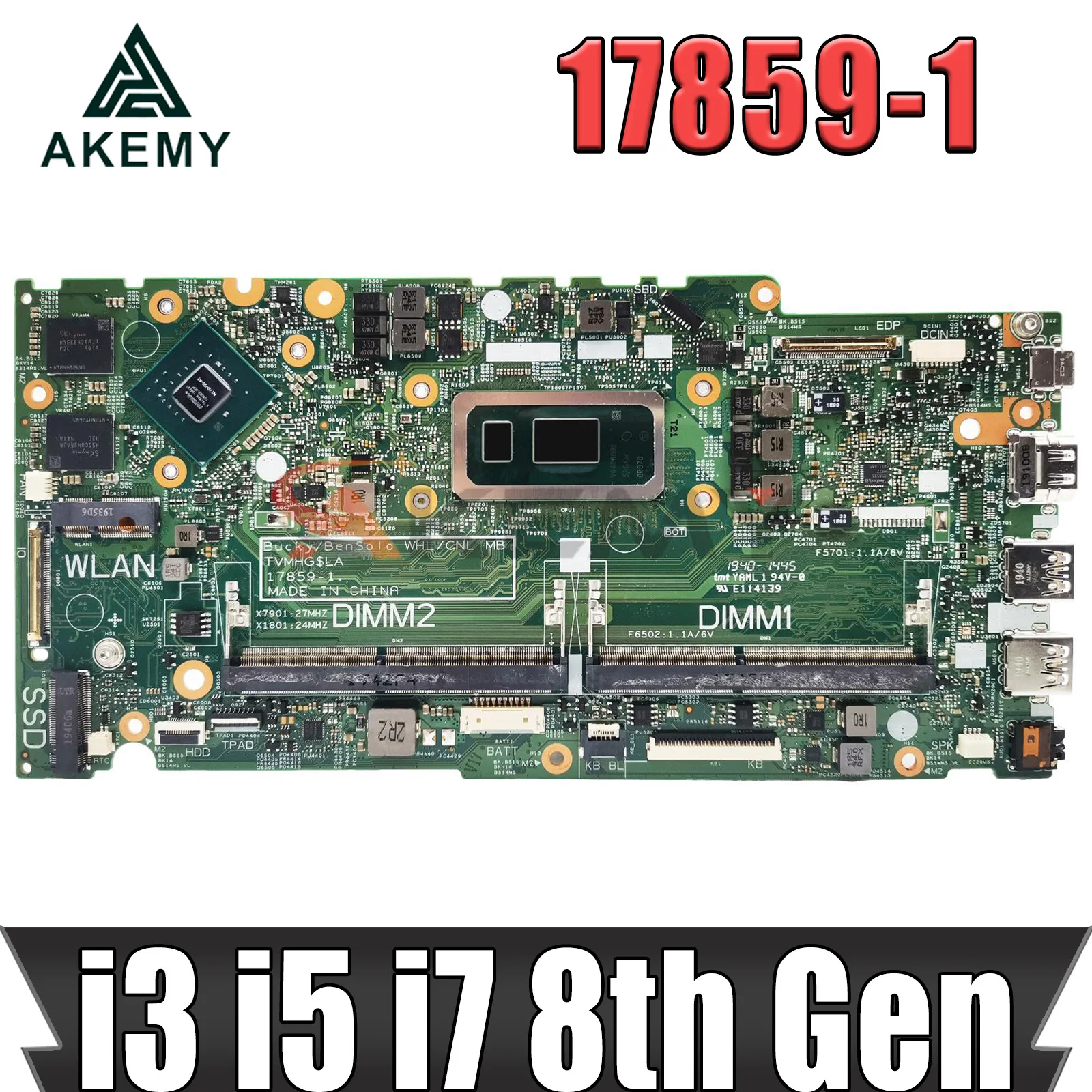 

17859-1 For dell Inspiron 14 5480 5488 15 5580 Laptop Notebook Motherboard CN-0THVKF 07JT6Y Mainboard with i3 i5 i7 8th Gen CPU