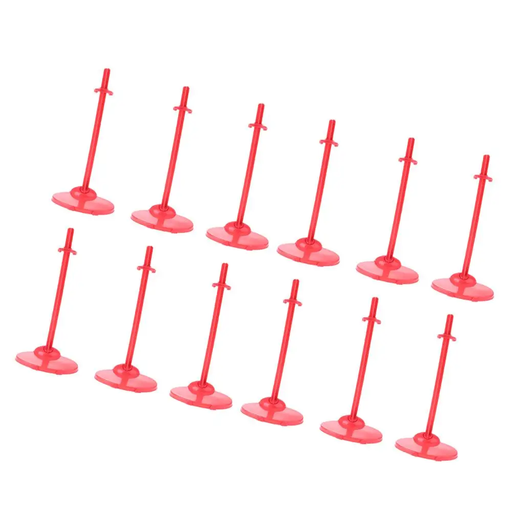

12 Pieces Doll Stand Display Holder Stent Support for Doll Accs Red
