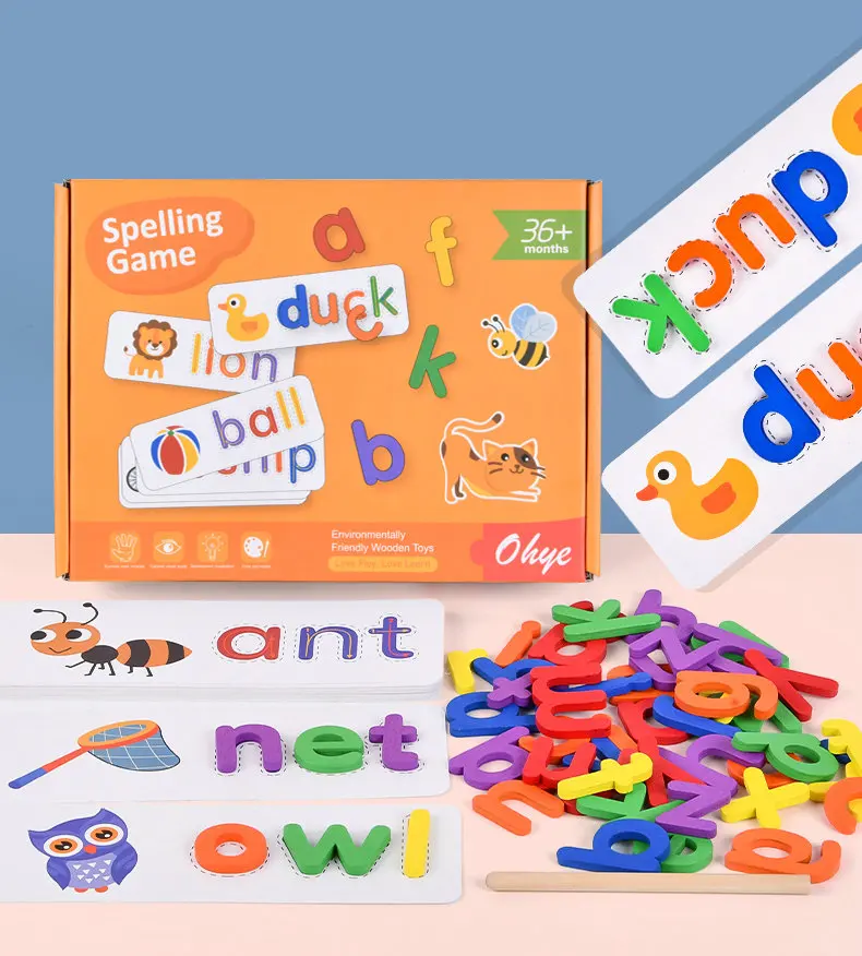 Learn Write Phonics Spelling Game Children's Early Learning Aids Cognitive Card Preschool Learning Educational Toys for Toddlers