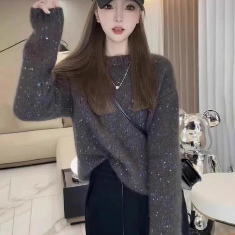 Ленивый стиль западный цветной свитер в горошек женский новый темпераментный