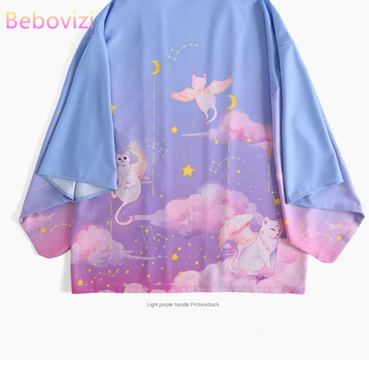 

Hot Sale Loose Purple Kawaii Cats Print Women Men Harajuku Haori Japanese Streetwear Cardigan Kimono Cosplay Blouse Top Yukata
