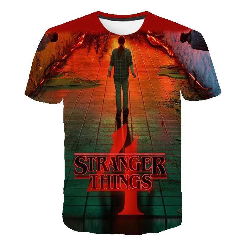 

New Children Boys Girls Stranger Things 4 T-Shirts Summer Fashion Short Sleeved T Shirts 4-14 Years Kid's Cartoon Casual Costume