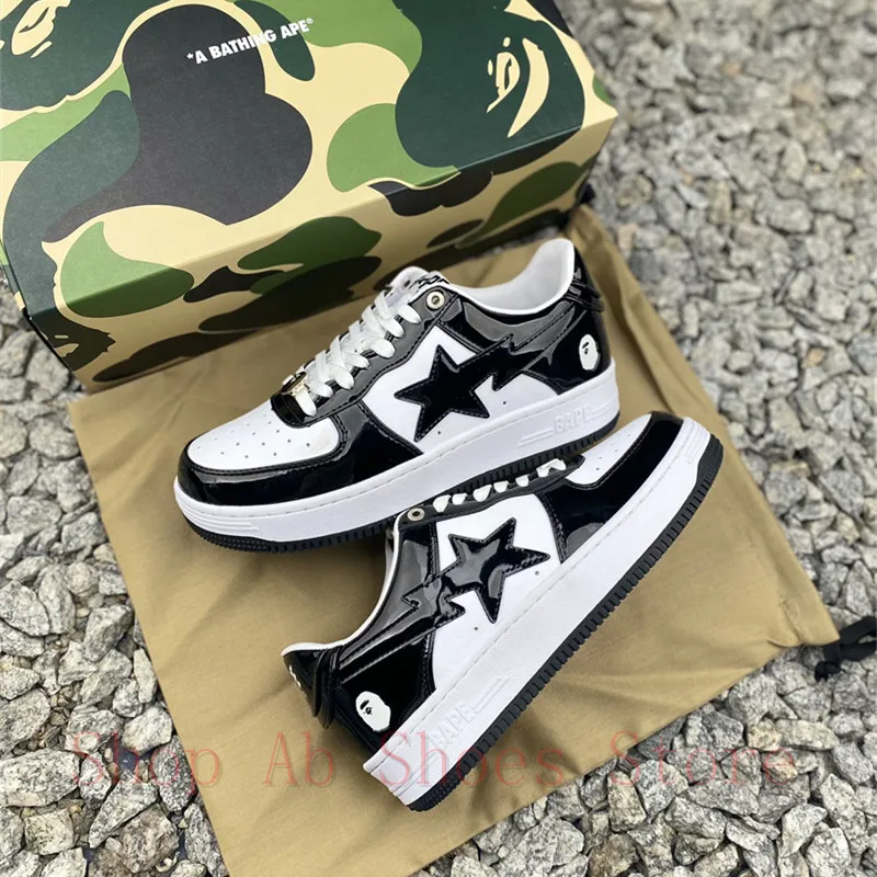 A BATHING APE Fashion Black And White Sneakers Sta Men Women Skateboarding Shoes Air Running Shoes for Mens Sneakers Size 36-45