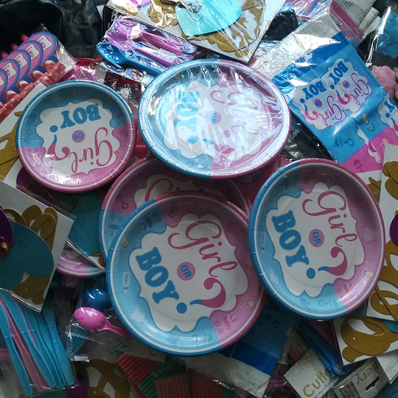 Специальная цена Распродажа для мальчиков и девочек разглаживает реальные одноразовые баннеры для посуды, воздушные шары, детские души, украшение