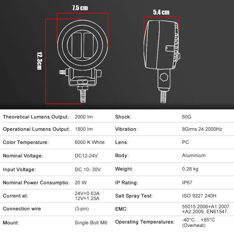Светодиодные фары рабочего освещения 3 дюйма 7D 12 В 24 |