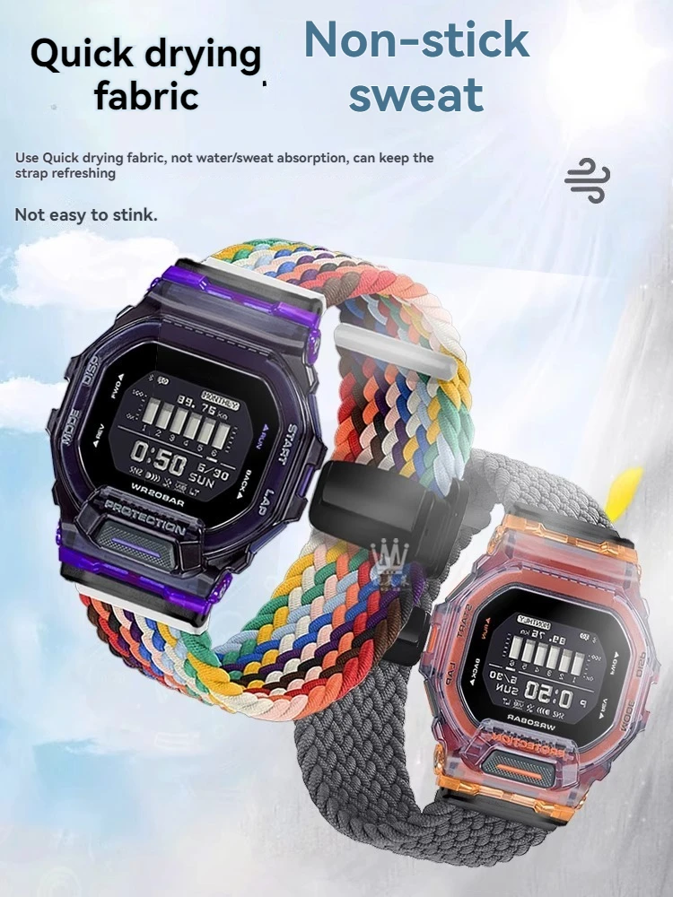 Фото Ремешок для часов GBD 200 для серии G-SHOCK Casio GBD-200-1A GBD-200RD-4 Эластичный нейлоновый ремешок Магнитная складная пряжка Мужские аксессуары №4